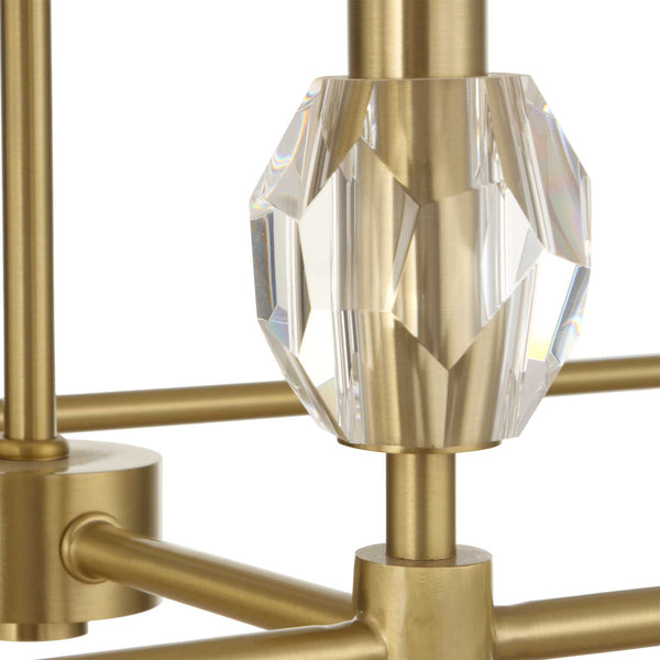 Uttermost Uttermost Arques Linear 8-Light Chandelier In Warm Natural Brass With Clear Crystal Accents & Shades 21402