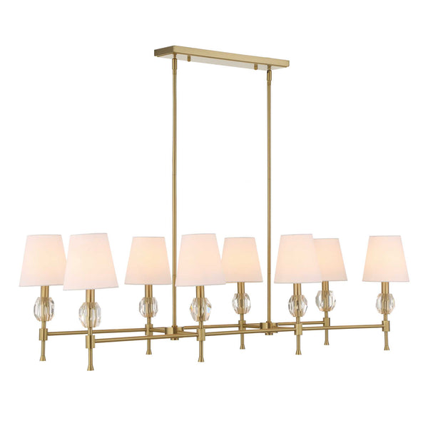 Uttermost Uttermost Arques Linear 8-Light Chandelier In Warm Natural Brass With Clear Crystal Accents & Shades 21402