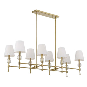 Uttermost Uttermost Arques Linear 8-Light Chandelier In Warm Natural Brass With Clear Crystal Accents & Shades 21402