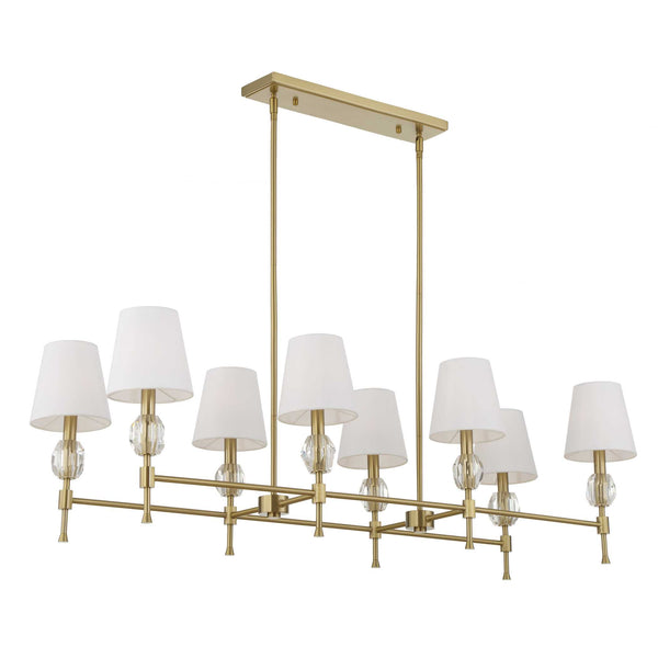 Uttermost Uttermost Arques Linear 8-Light Chandelier In Warm Natural Brass With Clear Crystal Accents & Shades 21402