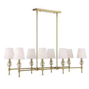 Uttermost Uttermost Arques Linear 8-Light Chandelier In Warm Natural Brass With Clear Crystal Accents & Shades 21402