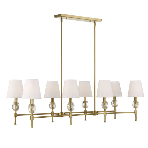 Uttermost Uttermost Arques Linear 8-Light Chandelier In Warm Natural Brass With Clear Crystal Accents & Shades 21402