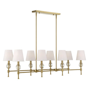 Uttermost Uttermost Arques Linear 8-Light Chandelier In Warm Natural Brass With Clear Crystal Accents & Shades 21402