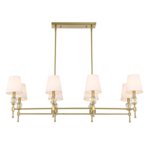 Uttermost Uttermost Arques Linear 8-Light Chandelier In Warm Natural Brass With Clear Crystal Accents & Shades 21402