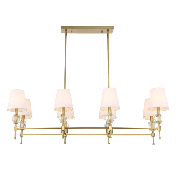 Uttermost Uttermost Arques Linear 8-Light Chandelier In Warm Natural Brass With Clear Crystal Accents & Shades 21402