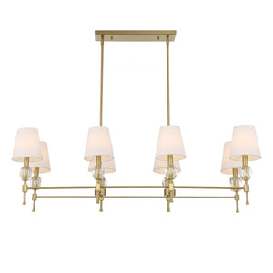 Uttermost Uttermost Arques Linear 8-Light Chandelier In Warm Natural Brass With Clear Crystal Accents & Shades 21402