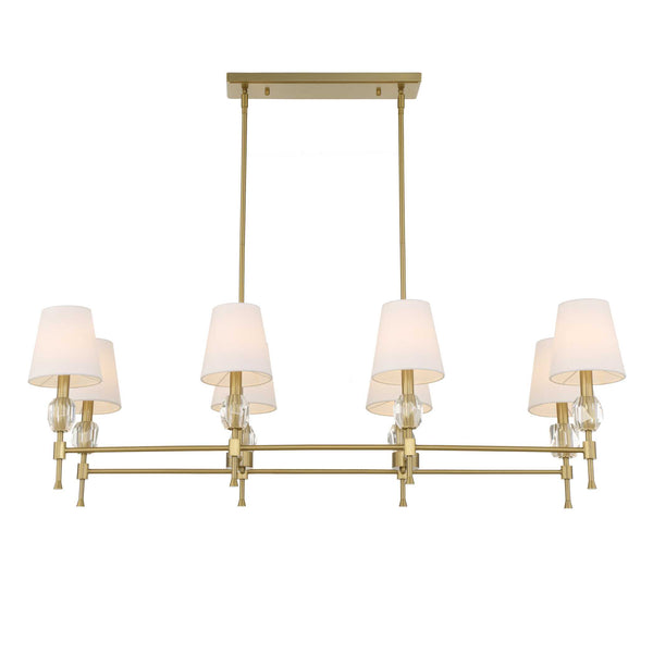 Uttermost Uttermost Arques Linear 8-Light Chandelier In Warm Natural Brass With Clear Crystal Accents & Shades 21402