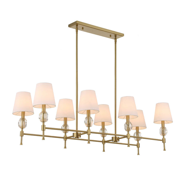 Uttermost Uttermost Arques Linear 8-Light Chandelier In Warm Natural Brass With Clear Crystal Accents & Shades 21402