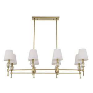 Uttermost Uttermost Arques Linear 8-Light Chandelier In Warm Natural Brass With Clear Crystal Accents & Shades 21402