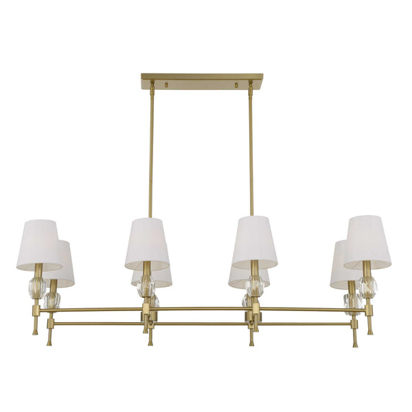 Uttermost Uttermost Arques Linear 8-Light Chandelier In Warm Natural Brass With Clear Crystal Accents & Shades 21402