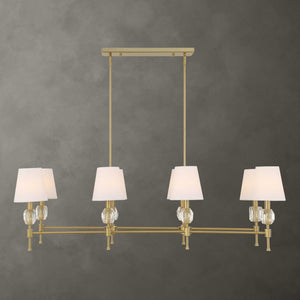 Uttermost Uttermost Arques Linear 8-Light Chandelier In Warm Natural Brass With Clear Crystal Accents & Shades 21402