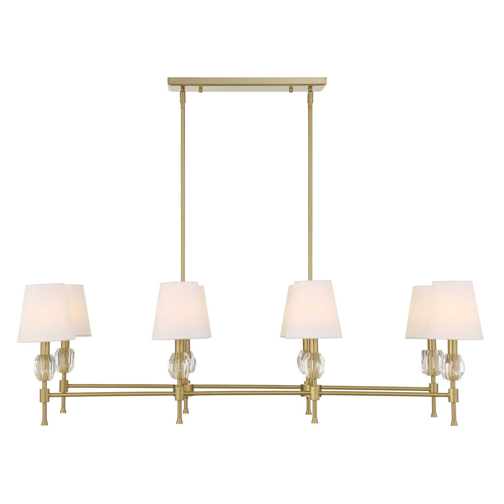 Uttermost Uttermost Arques Linear 8-Light Chandelier In Warm Natural Brass With Clear Crystal Accents & Shades 21402