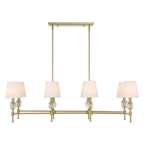 Uttermost Uttermost Arques Linear 8-Light Chandelier In Warm Natural Brass With Clear Crystal Accents & Shades 21402