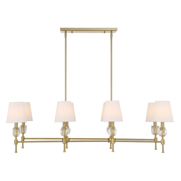 Uttermost Uttermost Arques Linear 8-Light Chandelier In Warm Natural Brass With Clear Crystal Accents & Shades 21402