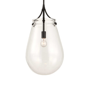 Uttermost Uttermost Oversized Dewdrop Teardrop Pendant Light With Matte Black Accents, Adjustable 15' Wire 21628