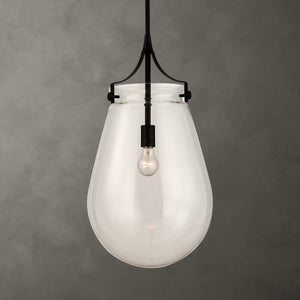 Uttermost Uttermost Oversized Dewdrop Teardrop Pendant Light With Matte Black Accents, Adjustable 15' Wire 21628