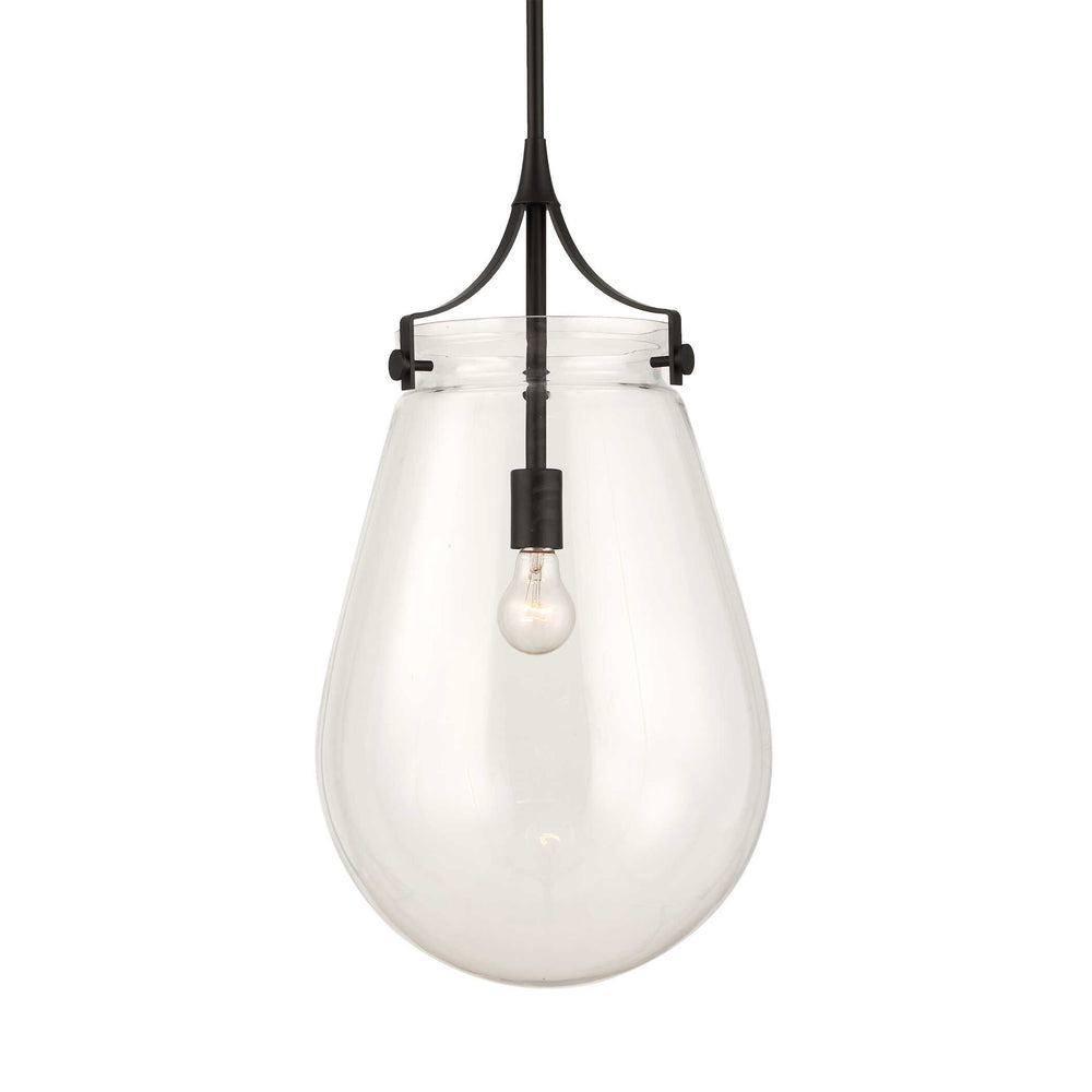 Uttermost Uttermost Oversized Dewdrop Teardrop Pendant Light With Matte Black Accents, Adjustable 15' Wire 21628