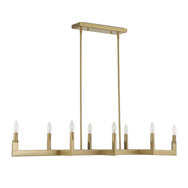 Uttermost Uttermost Cordoba Linear 8-Light Chandelier In Natural Brass — Modern Architectural Dining Or Island Light 21403