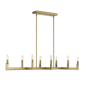 Uttermost Uttermost Cordoba Linear 8-Light Chandelier In Natural Brass — Modern Architectural Dining Or Island Light 21403