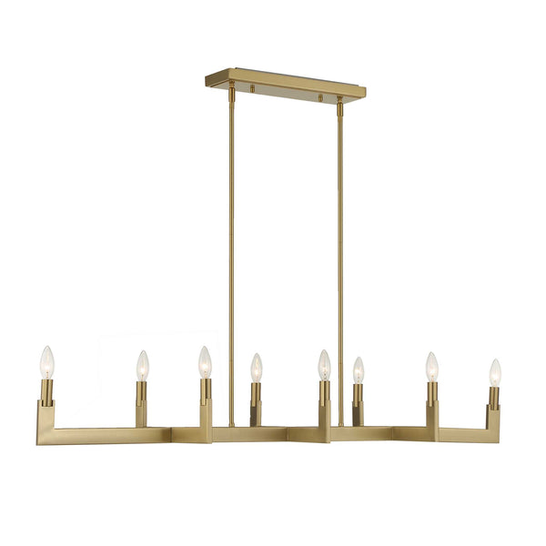 Uttermost Uttermost Cordoba Linear 8-Light Chandelier In Natural Brass — Modern Architectural Dining Or Island Light 21403