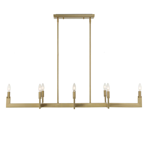 Uttermost Uttermost Cordoba Linear 8-Light Chandelier In Natural Brass — Modern Architectural Dining Or Island Light 21403