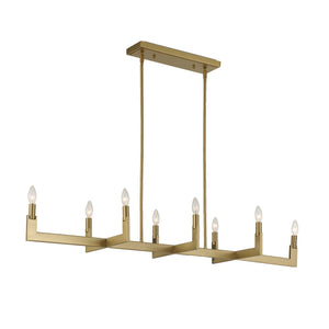 Uttermost Uttermost Cordoba Linear 8-Light Chandelier In Natural Brass — Modern Architectural Dining Or Island Light 21403
