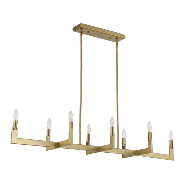 Uttermost Uttermost Cordoba Linear 8-Light Chandelier In Natural Brass — Modern Architectural Dining Or Island Light 21403