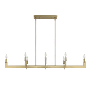 Uttermost Uttermost Cordoba Linear 8-Light Chandelier In Natural Brass — Modern Architectural Dining Or Island Light 21403