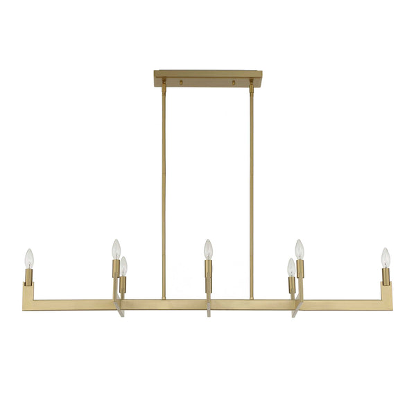 Uttermost Uttermost Cordoba Linear 8-Light Chandelier In Natural Brass — Modern Architectural Dining Or Island Light 21403