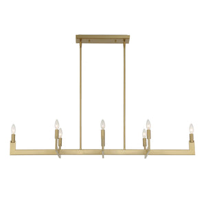 Uttermost Uttermost Cordoba Linear 8-Light Chandelier In Natural Brass — Modern Architectural Dining Or Island Light 21403