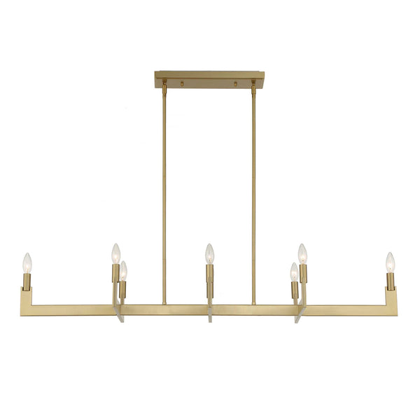 Uttermost Uttermost Cordoba Linear 8-Light Chandelier In Natural Brass — Modern Architectural Dining Or Island Light 21403