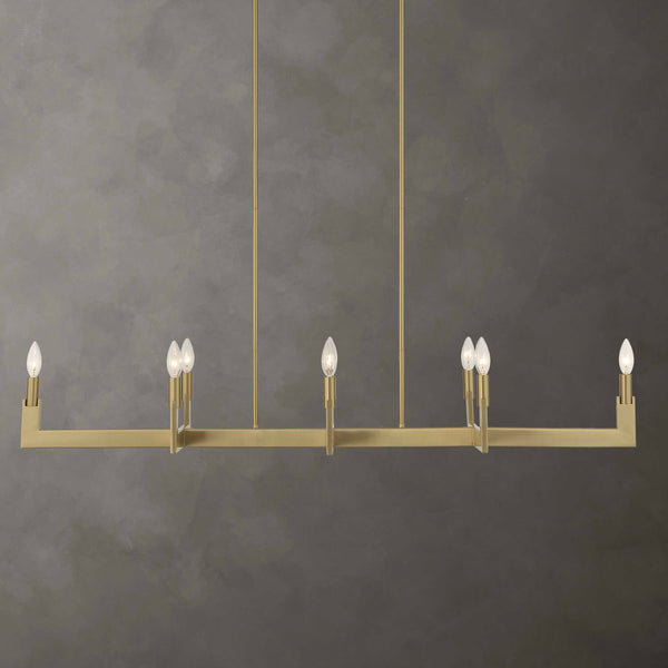 Uttermost Uttermost Cordoba Linear 8-Light Chandelier In Natural Brass — Modern Architectural Dining Or Island Light 21403