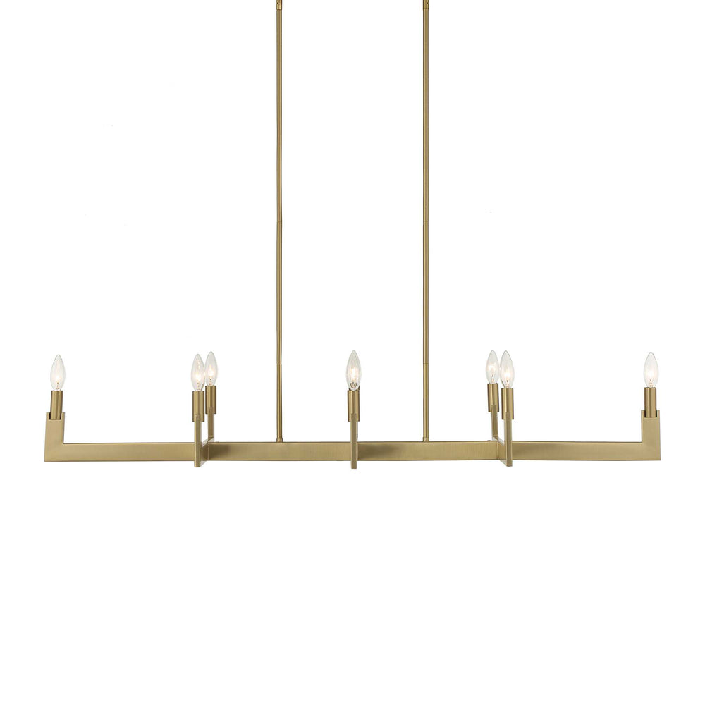 Uttermost Uttermost Cordoba Linear 8-Light Chandelier In Natural Brass — Modern Architectural Dining Or Island Light 21403