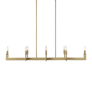 Uttermost Uttermost Cordoba Linear 8-Light Chandelier In Natural Brass — Modern Architectural Dining Or Island Light 21403