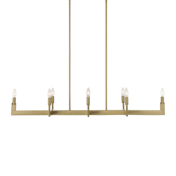 Uttermost Uttermost Cordoba Linear 8-Light Chandelier In Natural Brass — Modern Architectural Dining Or Island Light 21403