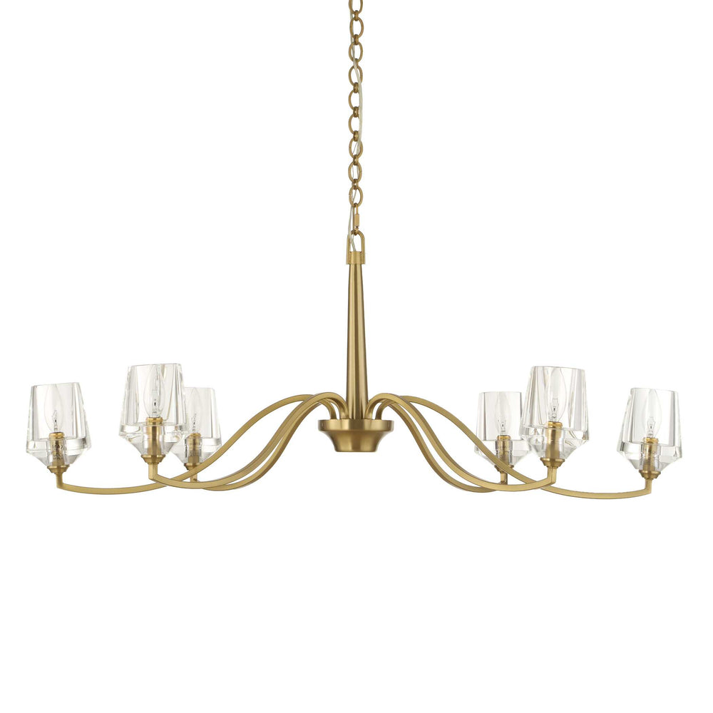 Uttermost Uttermost Barcelona 6-Light Natural Brass Chandelier With Oversized Crystal Shades, Modern Focal Piece 21404