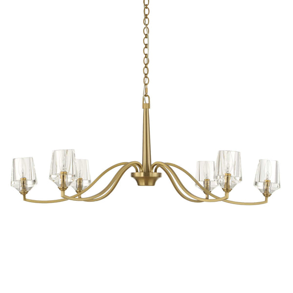 Uttermost Uttermost Barcelona 6-Light Natural Brass Chandelier With Oversized Crystal Shades, Modern Focal Piece 21404