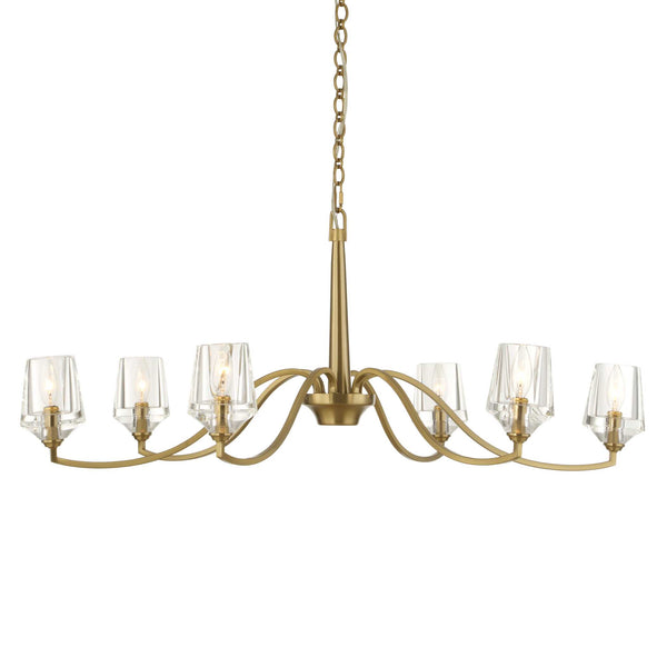 Uttermost Uttermost Barcelona 6-Light Natural Brass Chandelier With Oversized Crystal Shades, Modern Focal Piece 21404