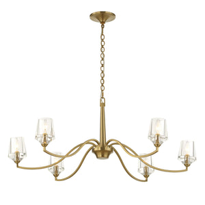Uttermost Uttermost Barcelona 6-Light Natural Brass Chandelier With Oversized Crystal Shades, Modern Focal Piece 21404