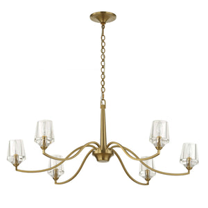 Uttermost Uttermost Barcelona 6-Light Natural Brass Chandelier With Oversized Crystal Shades, Modern Focal Piece 21404