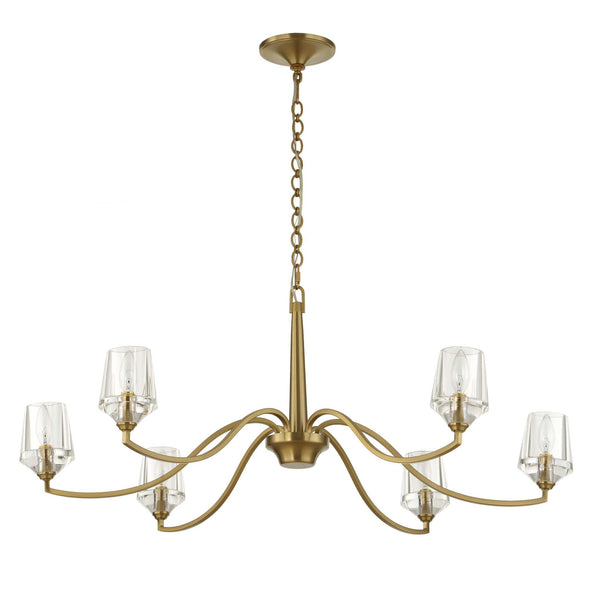 Uttermost Uttermost Barcelona 6-Light Natural Brass Chandelier With Oversized Crystal Shades, Modern Focal Piece 21404