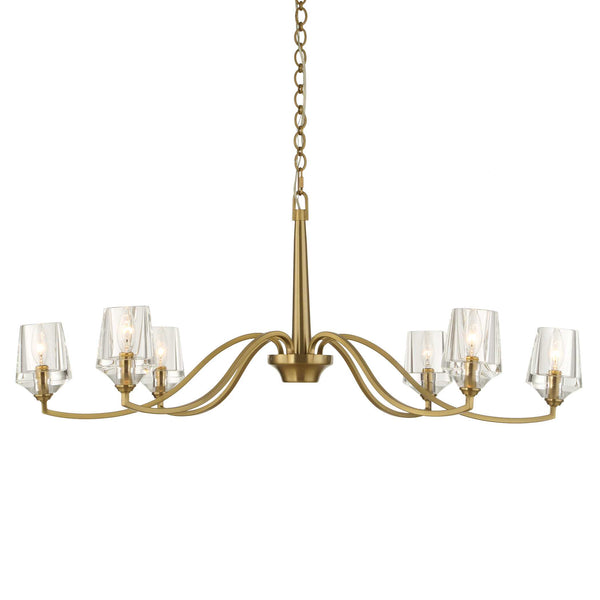 Uttermost Uttermost Barcelona 6-Light Natural Brass Chandelier With Oversized Crystal Shades, Modern Focal Piece 21404