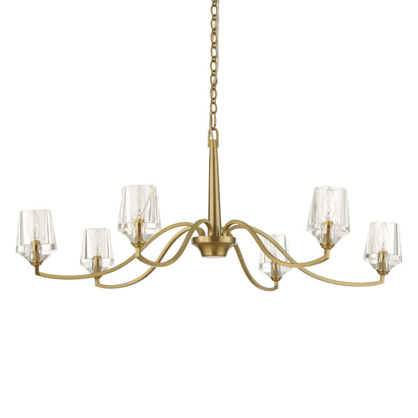 Uttermost Uttermost Barcelona 6-Light Natural Brass Chandelier With Oversized Crystal Shades, Modern Focal Piece 21404