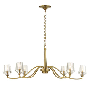 Uttermost Uttermost Barcelona 6-Light Natural Brass Chandelier With Oversized Crystal Shades, Modern Focal Piece 21404