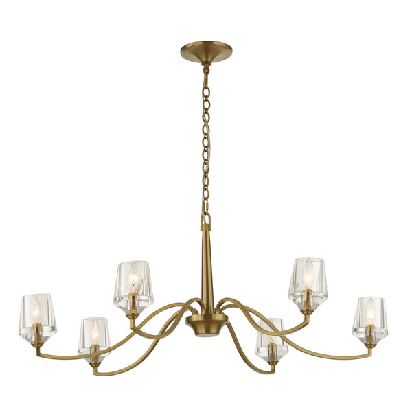 Uttermost Uttermost Barcelona 6-Light Natural Brass Chandelier With Oversized Crystal Shades, Modern Focal Piece 21404