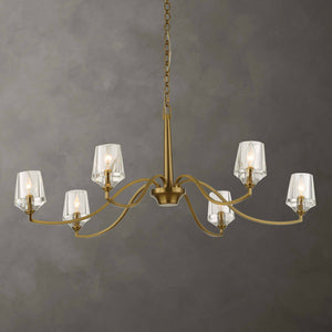 Uttermost Uttermost Barcelona 6-Light Natural Brass Chandelier With Oversized Crystal Shades, Modern Focal Piece 21404