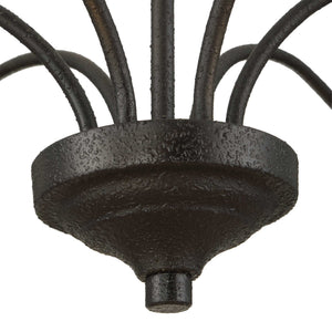 Uttermost Uttermost Warwick Oversized 6-Light Matte Black Chandelier With Matte Gold Shades, Adjustable Height 21405
