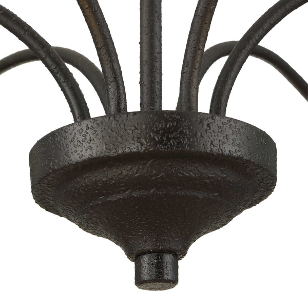 Uttermost Uttermost Warwick Oversized 6-Light Matte Black Chandelier With Matte Gold Shades, Adjustable Height 21405