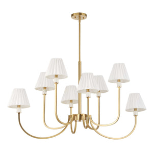 Uttermost Uttermost Poppins Oval 8-Light Brass Chandelier With Alabaster Accents, Pleated Shades & Adjustable Drop 21406