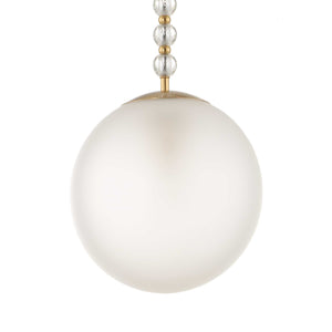 Uttermost Uttermost Ripple Frost Glass Pendant Light With Warm Brass Beads, Adjustable Hanging Length, 11" 21643